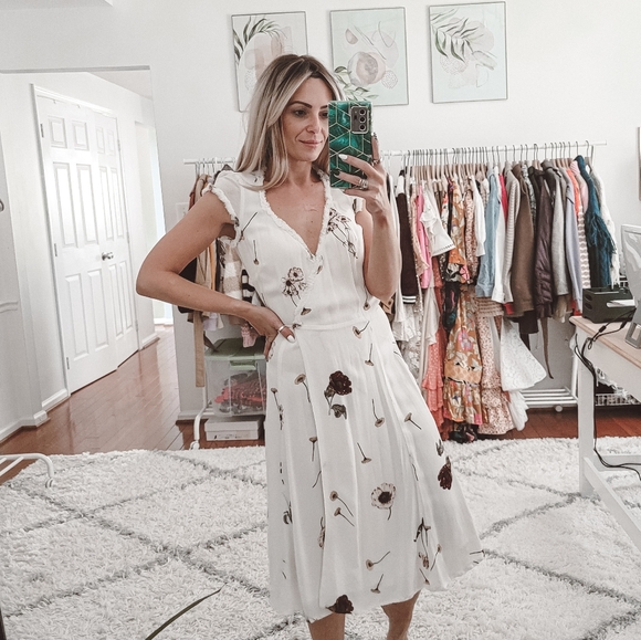 Reformation Dresses & Skirts - Reformation white floral wrap midi dress